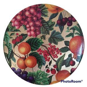 Vintage Tin Gold With Fruit And Leaves - Very Colorful - Great Condition